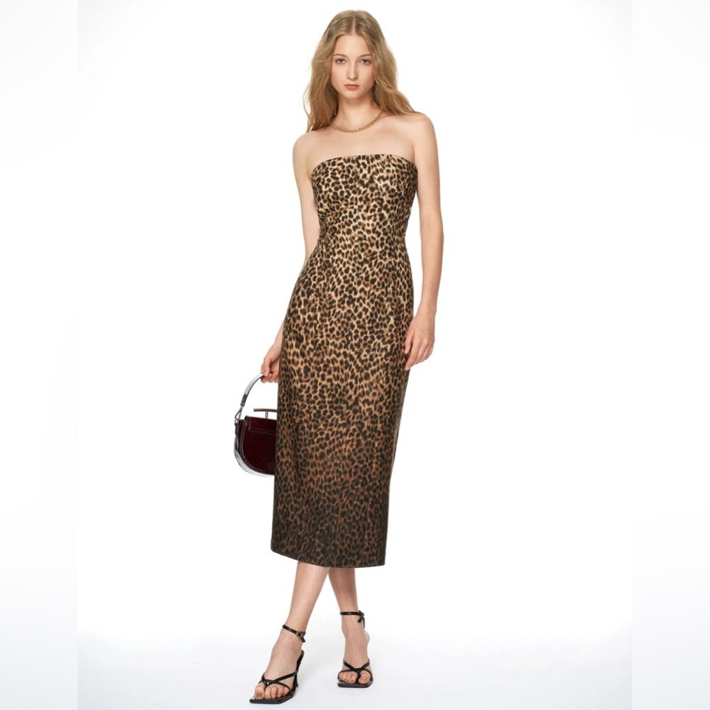 Saturday Club Cheetah strapless dress